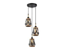 Светильник подвесной TR8522 Ambrella light янтарный на 3 лампы, основание чёрное в стиле лофт каскад