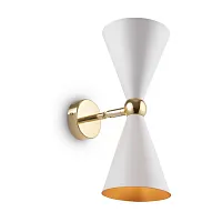 Бра Vesper MOD108WL-02WG Maytoni белый 2 лампы, основание золотое в стиле арт-деко современный 