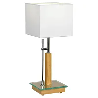 Настольная лампа MONTONE LSF-2504-01 Lussole белая 1 лампа, основание бежевое хром дерево металл в стиле современный 