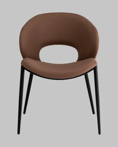 Стул Вивьен экокожа светло-коричневый УТ000040868 Stool Group, коричневый/экокожа, ножки/металл/чёрный, размеры - *780**** фото 2