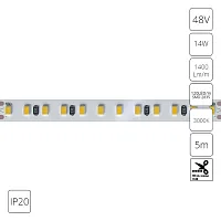 Светодиодная лента 48В 14Вт/м 1400Лм/м 3000К 90+ 10мм SMD2835 120шт/м 5м IP20 Tape A4812010-05-3K Arte Lamp цвет LED тёплый белый 3000K, световой поток Lm