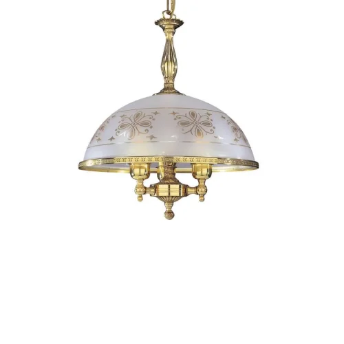 Люстра подвесная  L 6102/38 Reccagni Angelo белая прозрачная на 3 лампы, основание золотое в стиле классический  фото 2