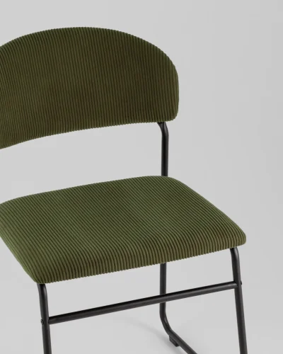 Стул обеденный Loftys, зеленый УТ000039716 Stool Group, зелёный/текстиль, ножки/металл/чёрный, размеры - *800***535*575 фото 7