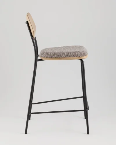 Стул полубарный Casey, темно-серый, с бежевой экокожей УТ000039576 Stool Group, бежевый/рогожка, ножки/металл/чёрный, размеры - ***** фото 3