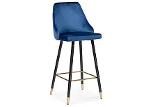 Барный стул Archi dark blue 15043 Woodville, синий/велюр, ножки/металл/чёрный, размеры - ****490*500