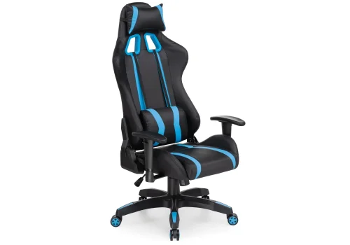 Компьютерное кресло Blok light blue / black 15137 Woodville, чёрный голубой/искусственная кожа, ножки/пластик/чёрный, размеры - *1340***670*540 фото 6