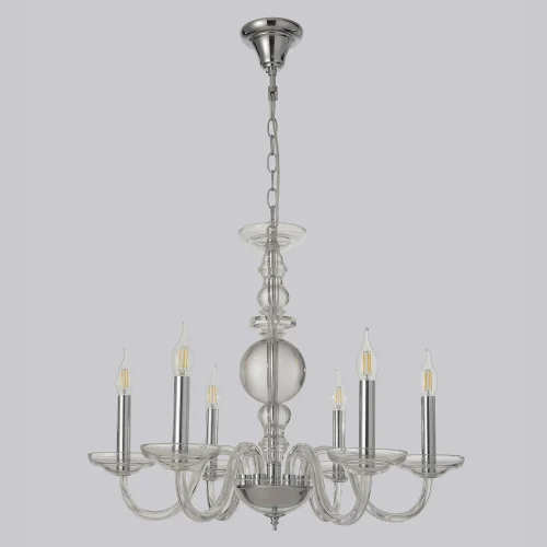 Люстра подвесная ARABESQUE SP6 CHROME Crystal Lux без плафона на 6 ламп, основание хром в стиле классический фото 5