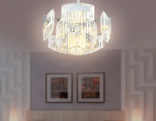 Люстра потолочная TR5092 Ambrella light прозрачная на 10 ламп, основание хром в стиле современный классический  фото 2