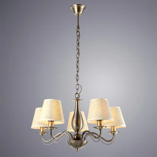 Люстра подвесная Felicia A9368LM-5AB Arte Lamp бежевая на 5 ламп, основание античное бронза в стиле классический  фото 2
