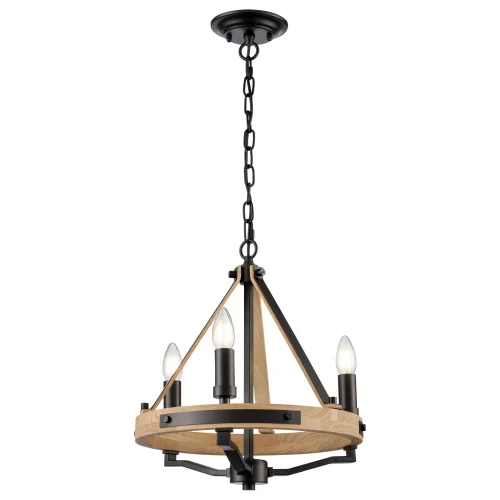 Люстра подвесная Brenda WE586.03.023 Wertmark без плафона на 3 лампы, основание чёрное бежевое в стиле кантри классический Люстра подвесная Brenda WE586.03.023 Wertmark без плафона на 3 лампы, основание чёрное бежевое в стиле кантри классический