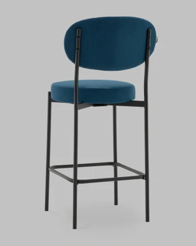 Стул Полубарный Бриф DD велюр синий УТ000041516 Stool Group, синий/велюр, ножки/сталь/чёрный, размеры - ***** фото 5