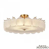 Люстра потолочная AM-Rim 316009/D600 BS Arte Milano белая на 7 ламп, основание латунь в стиле современный 