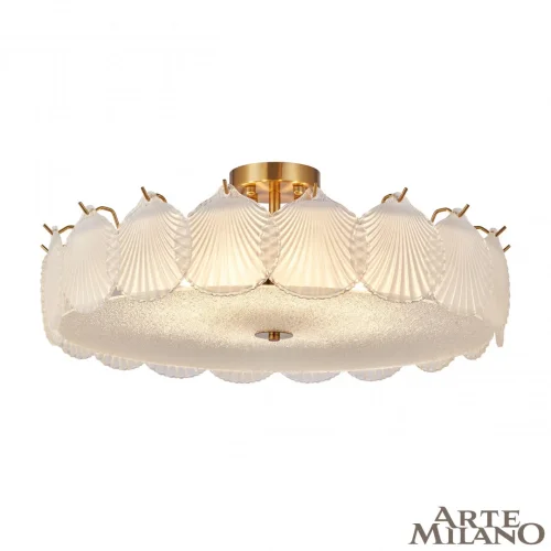 Люстра потолочная AM-Rim 316009/D600 BS Arte Milano белая на 7 ламп, основание латунь в стиле современный 