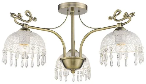 Люстра потолочная 733-507-03 Velante прозрачная на 3 лампы, основание бронзовое в стиле классический 
