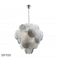 Люстра подвесная Rivoli 15617-14 CR+MULT iLamp прозрачная серая на 14 ламп, основание хром в стиле современный 