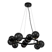 Люстра подвесная Molecola V000195 Indigo чёрная на 11 ламп, основание чёрное в стиле хай-тек шар