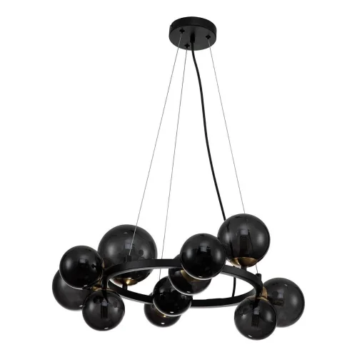 Люстра подвесная Molecola V000195 Indigo чёрная на 11 ламп, основание чёрное в стиле хай-тек шар