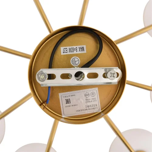 Люстра на штанге Larina 8323/8C Lumion белая на 8 ламп, основание латунь в стиле классический фото 6