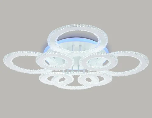 Люстра потолочная LED с пультом FA8854 Ambrella light прозрачная на 1 лампа, основание белое в стиле хай-тек современный с пультом кольца фото 3