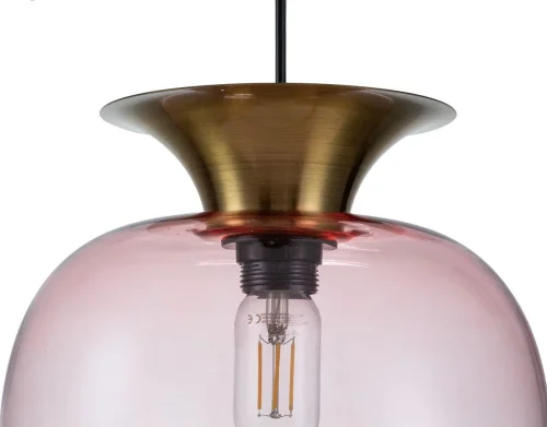 Светильник подвесной Mela V000098 Indigo розовый 1 лампа, основание бронзовое в стиле современный выдувное фото 3
