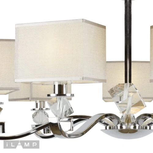 Люстра подвесная Living NC1211P-7CR iLamp бежевая на 7 ламп, основание хром в стиле американский современный  фото 3