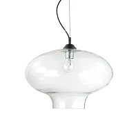 Светильник подвесной лофт BISTRO' SP1 ROUND TRASPARENTE Ideal Lux прозрачный 1 лампа, основание чёрное в стиле лофт выдувное