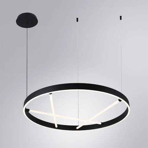 Светильник подвесной LED Ricco A1874SP-45BK Arte Lamp белый чёрный 1 лампа, основание чёрное в стиле современный хай-тек кольца фото 2