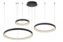 Светильник подвесной LED Vidal 46403/99/30 Lucide белый на 1 лампу, основание чёрное в стиле современный кольца