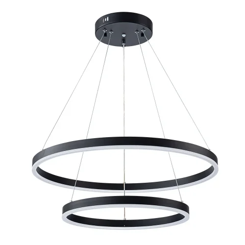Светильник подвесной LED с пультом Siren A2548SP-75BK Arte Lamp чёрный на 1 лампу, основание чёрное в стиле минимализм хай-тек современный кольца