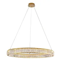 Люстра подвесная LED Madison 0907CL-60GD Milosh Tendence прозрачная на 1 лампу, основание золотое в стиле современный кольца