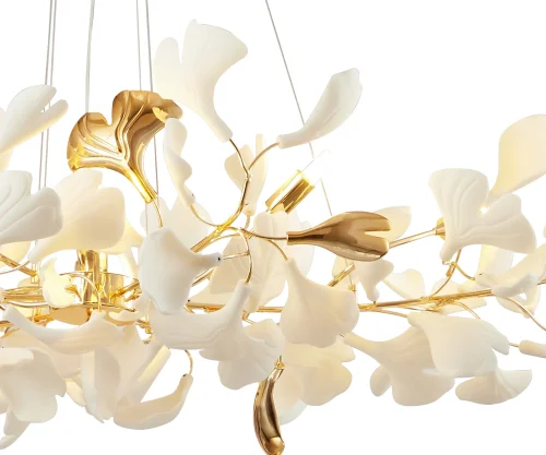 Люстра подвесная Сири 07868-6A,33 Kink Light белая на 6 ламп, основание золотое в стиле современный флористика молекула шар фото 2