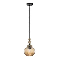 Светильник подвесной Ideale V000131 Indigo янтарный 1 лампа, основание чёрное в стиле классический выдувное