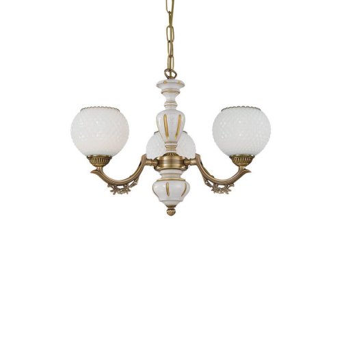 Люстра подвесная  L 8655/3 Reccagni Angelo белая на 3 лампы, основание античное бронза в стиле кантри классический  фото 2