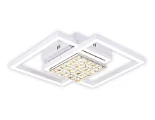 Люстра потолочная LED с пультом Cristal akril FA111 Ambrella light прозрачная белая на 1 лампа, основание белое в стиле хай-тек с пультом квадраты