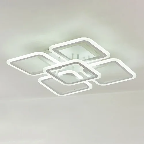 Люстра потолочная LED RGB с пультом Марсель Смарт CL232A150E Citilux белая на 1 лампа, основание белое в стиле современный хай-тек с пультом квадраты фото 7
