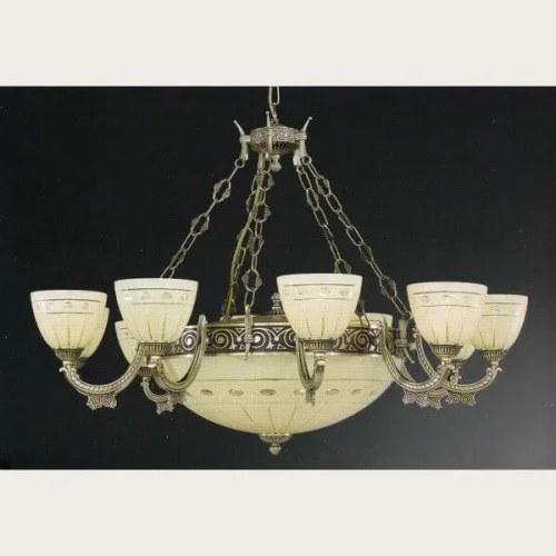 Люстра подвесная L 7054/10+4 Reccagni Angelo бежевая на 14 ламп, основание античное бронза в стиле классический 