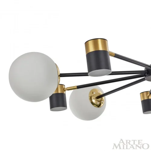 Люстра потолочная LED Ferrara-71040 274802/10 BK/GD Arte Milano белая на 10 ламп, основание чёрное в стиле современный фото 5