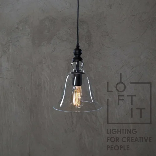 Светильник подвесной LOFT1812 LOFT IT прозрачный 1 лампа, основание чёрное в стиле лофт  фото 2