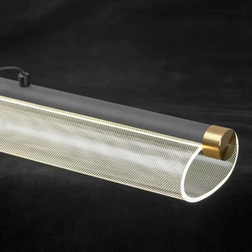 Светильник подвесной LED Bradford LSP-0925 Lussole прозрачный 1 лампа, основание чёрное в стиле хай-тек современный линейный фото 3