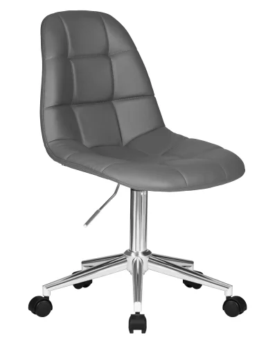 Офисное кресло набор 2 шт. SET-2 9800-LM MONTY, цвет серый Dobrin, /экокожа, ножки/металл/хром, размеры - 820*930***620*620 фото 3