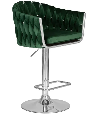 Стул барный 9692-LM MARCEL, цвет сиденья зеленый велюр (MJ9-88), цвет основания хромированная сталь Dobrin, зелёный/велюр, ножки/металл/хром, размеры - 890*1100***550*490 фото 2