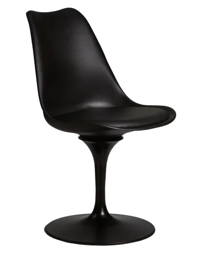 Стул обеденный 635EPP-LMZL TULIP, цвет сиденья черный (B-03), цвет основания черный Dobrin, чёрный/экокожа, ножки/металл/чёрный, размеры - ****480*500 фото 2