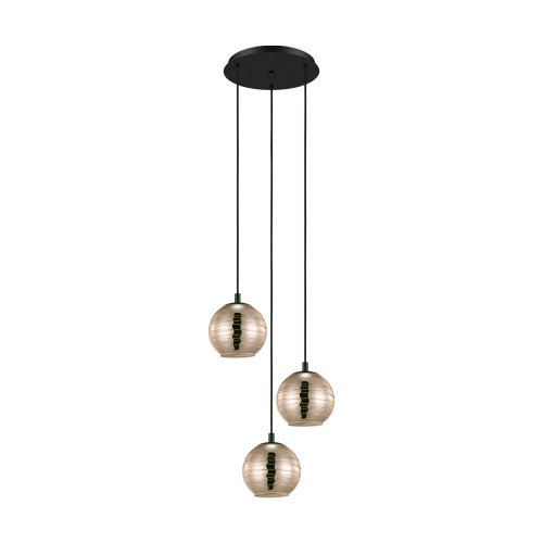 Светильник подвесной Lemorieta 39685 Eglo золотой 3 лампы, основание чёрное в стиле современный каскад шар