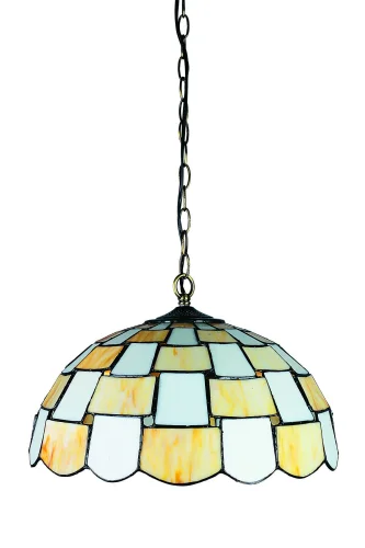 Люстра подвесная Shanklin OML-80103-03 Omnilux бежевая на 3 лампы, основание бронзовое в стиле тиффани орнамент