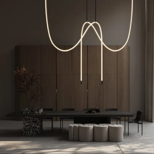 Светильник подвесной LED Thread 10388C Brass LOFT IT белый на 1 лампу, основание бронзовое в стиле хай-тек современный минимализм гибкий неон фото 5