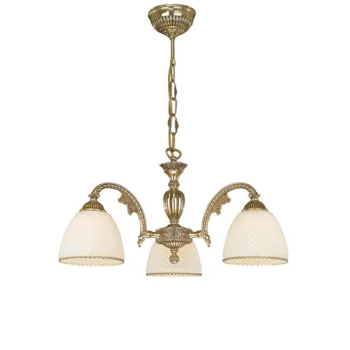 Люстра подвесная  L 7105/3 Reccagni Angelo бежевая на 3 лампы, основание золотое в стиле классический 