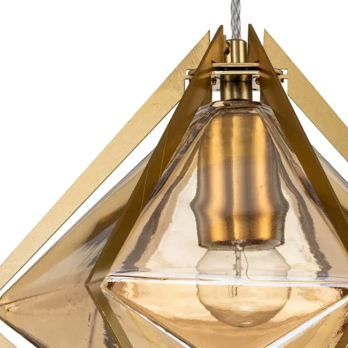 Светильник подвесной Vista V000320 Amber Indigo чёрный 1 лампа, основание золотое в стиле скандинавский выдувное фото 2