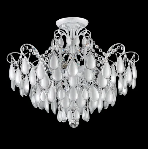 Люстра потолочная SEVILIA PL6 SILVER Crystal Lux серебряная на 6 ламп, основание белое в стиле арт-деко 