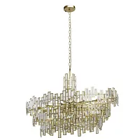 Люстра подвесная хрустальная Монарх 121010820 MW-Light прозрачная на 20 ламп, основание золотое в стиле классический 
