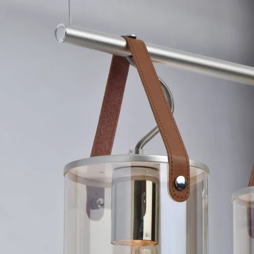 Светильник подвесной Тетро 673014604 DeMarkt прозрачный янтарный 4 лампы, основание серебряное в стиле современный  фото 5